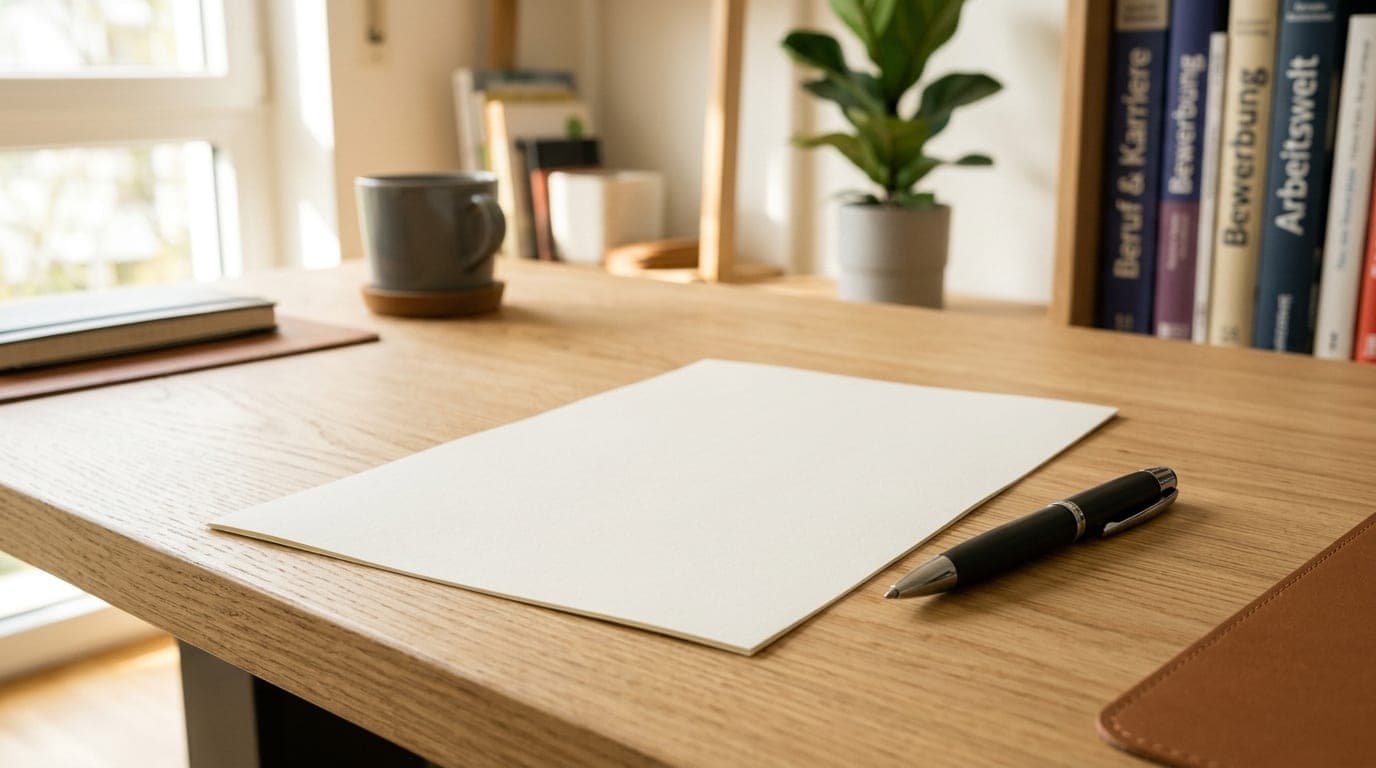 Anschreiben-Vorlage auf weißem Papier mit einem Stift daneben, bereit zum Ausfüllen