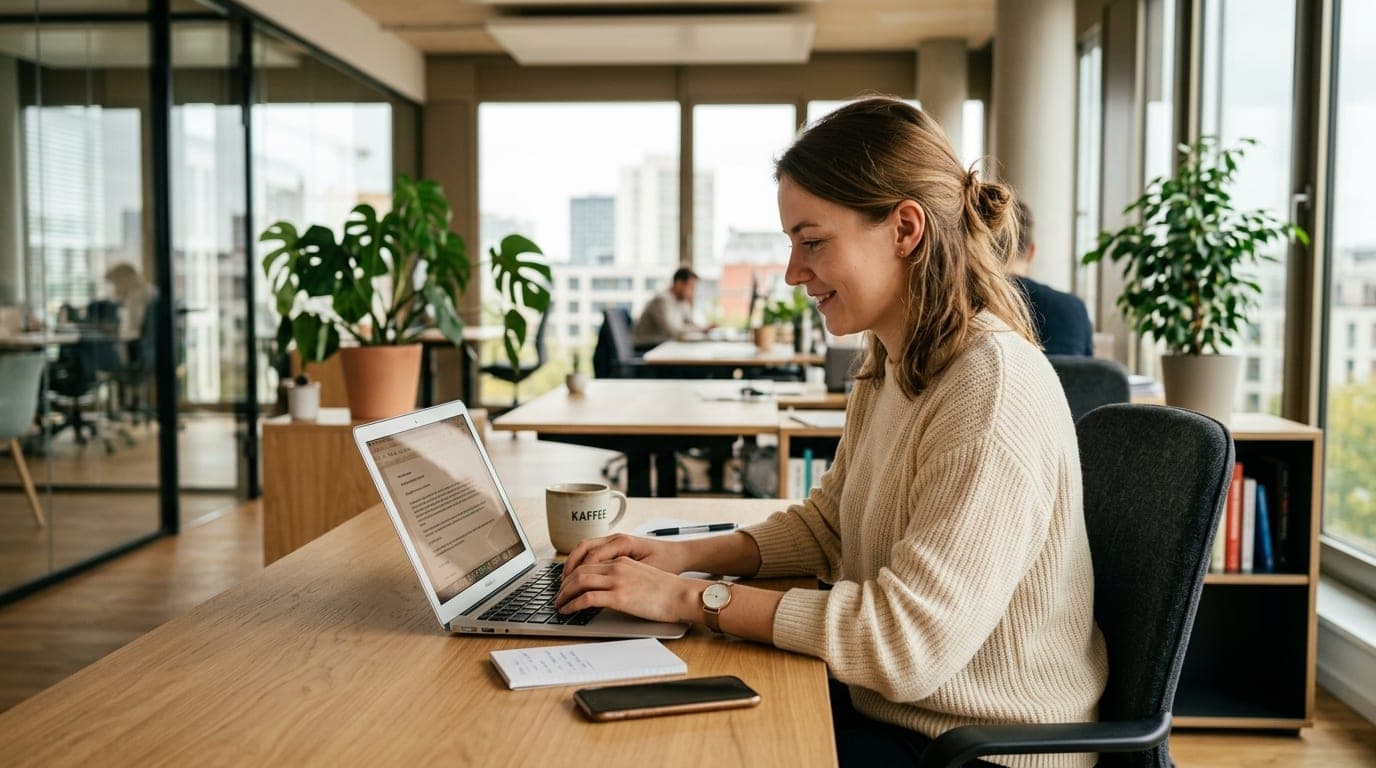 Person wechselt die Branche und schreibt ein Bewerbungsschreiben als Quereinsteiger