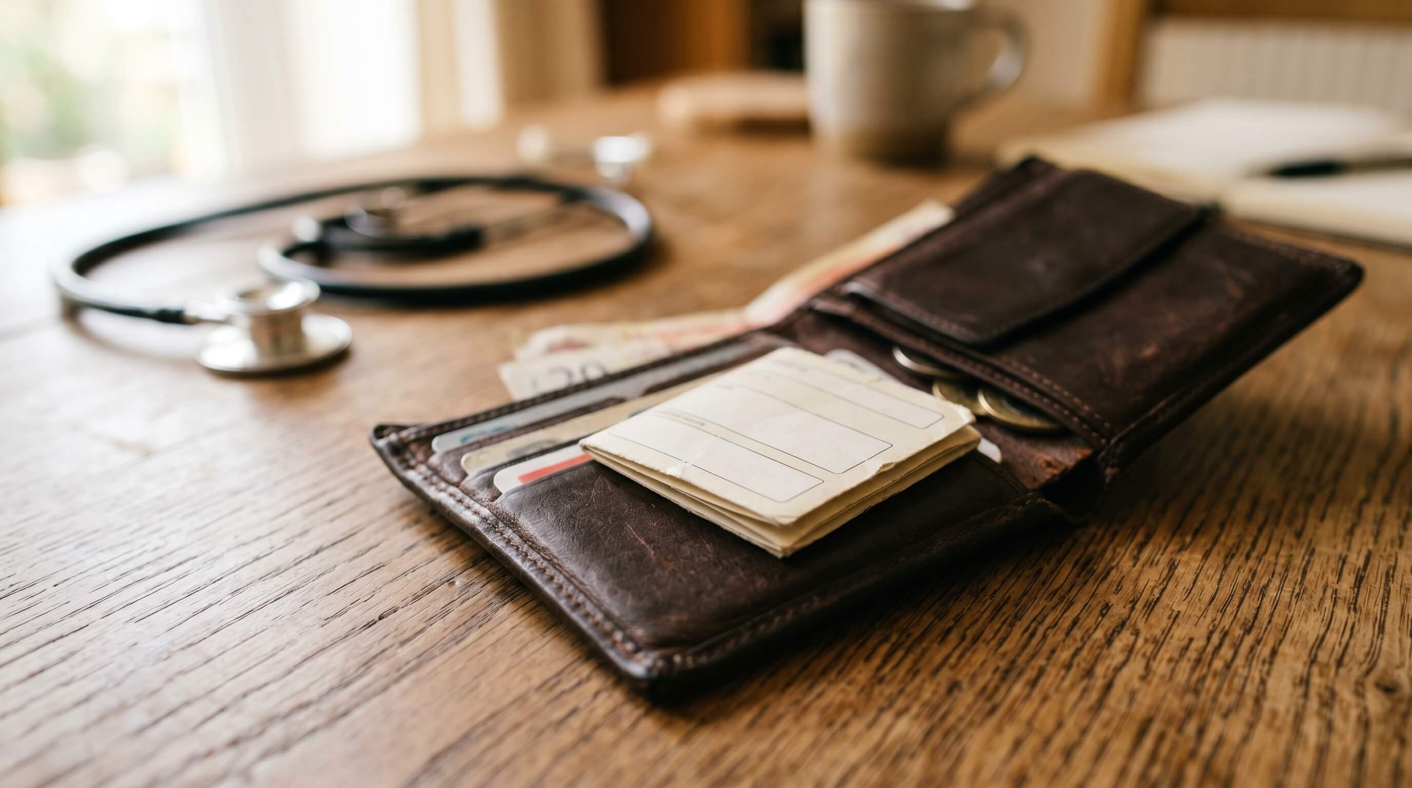 Portemonnaie mit Notfallausweis-Karte, symbolisch für schnell auffindbare Vorsorgedokumente