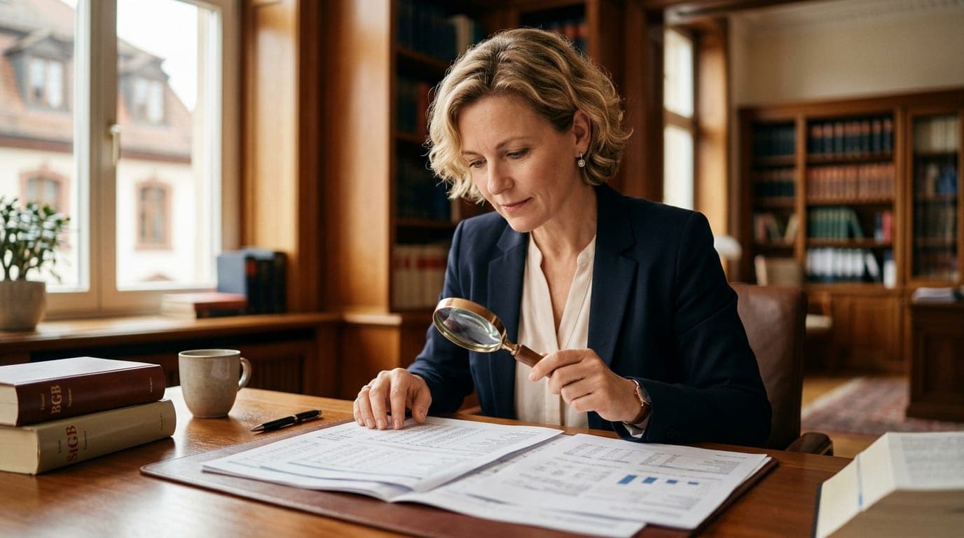 Zwei Personen beim Gespräch über Vollmacht und Kontrollbefugnisse am Tisch